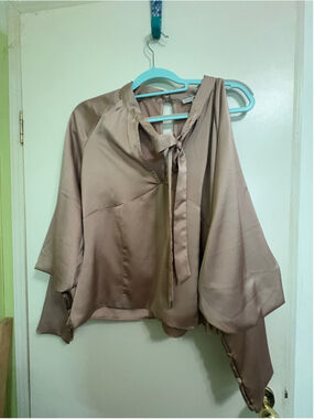 Women's Fashion Nova Mocha Satin Blouse XL